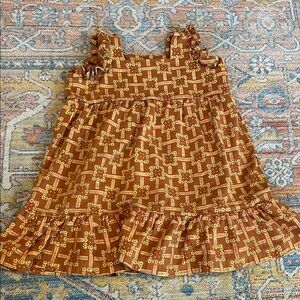 Girls' Ruffled Brown Floral swing Dress